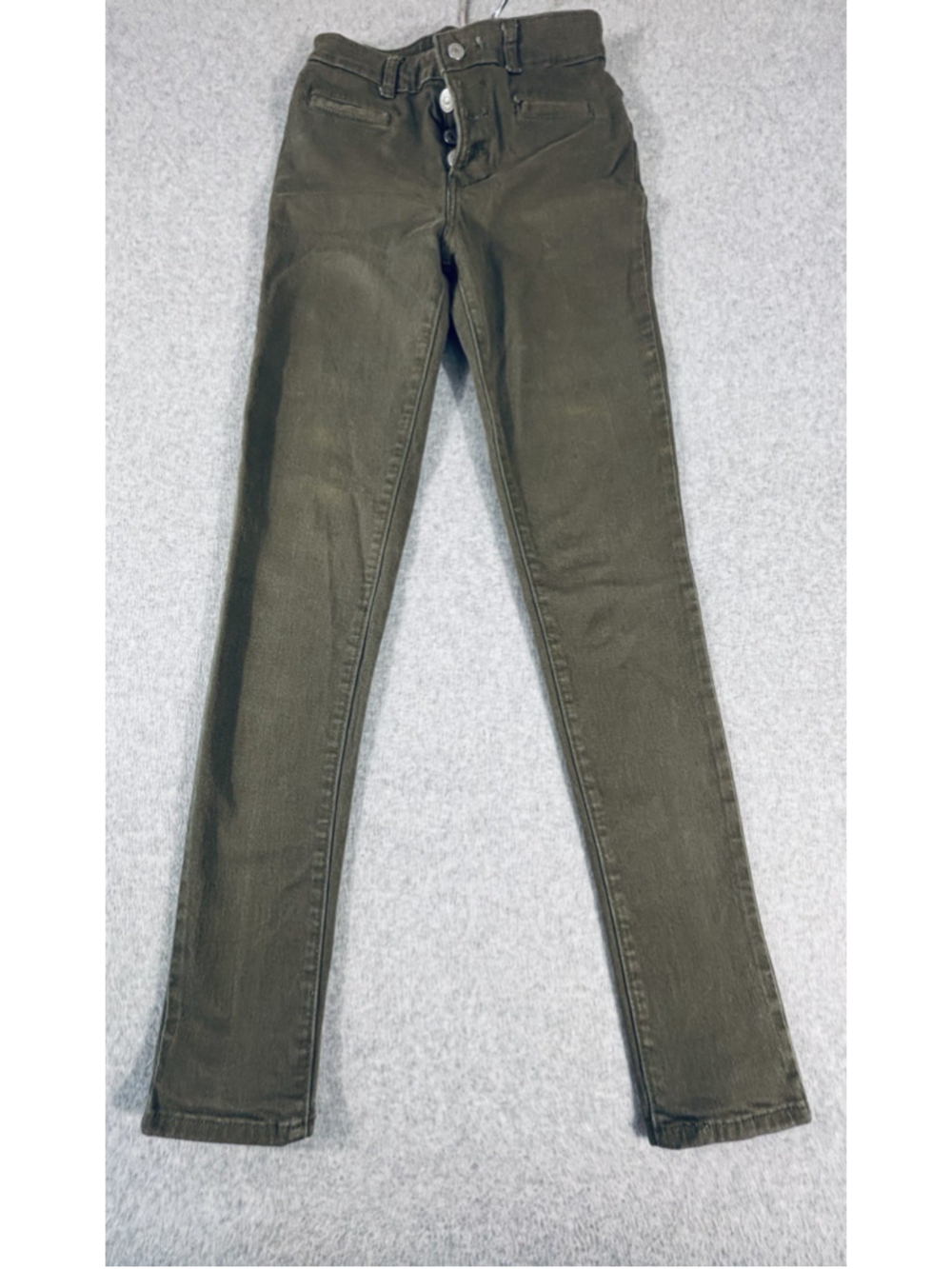Levis 721 High Rise Skinny Jeans Womens W25 L30 Olive Green Stretch Pants - Picture 2 of 11